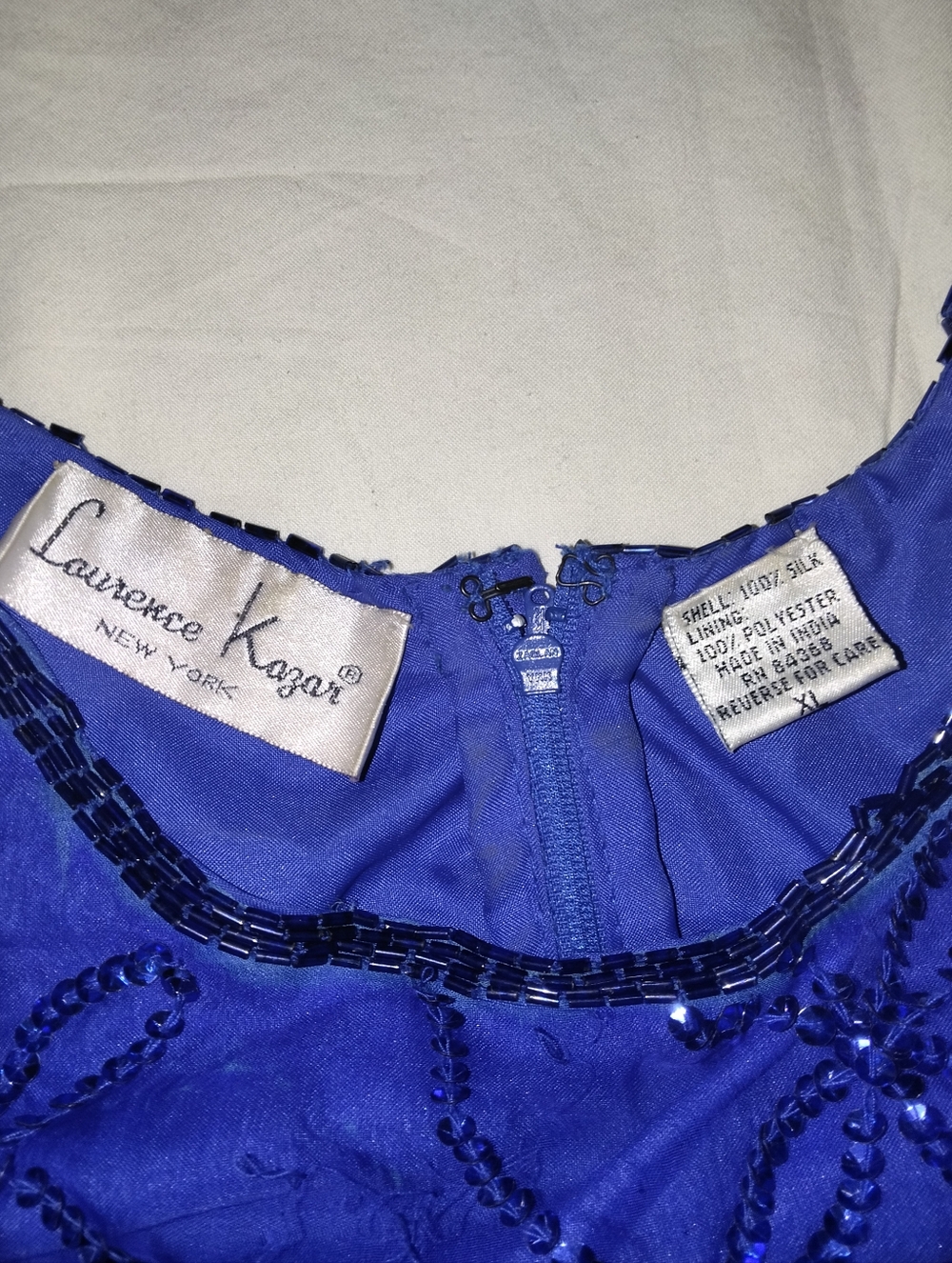 Laurence Kazar Cobalt Blue Beaded Mini Dress - Picture 4 of 4